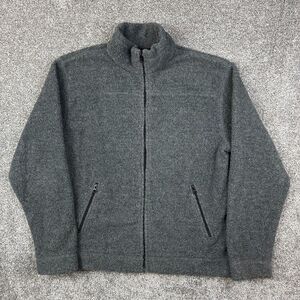 Vintage Y2K Gap Deep Pile Fleece Jacket Mens M Gray Full‎ Zip Lightweight Grunge